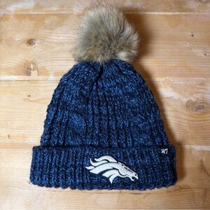 Denver Broncos '47 Brand Cuffed Winter Knit hat cap pom Women's